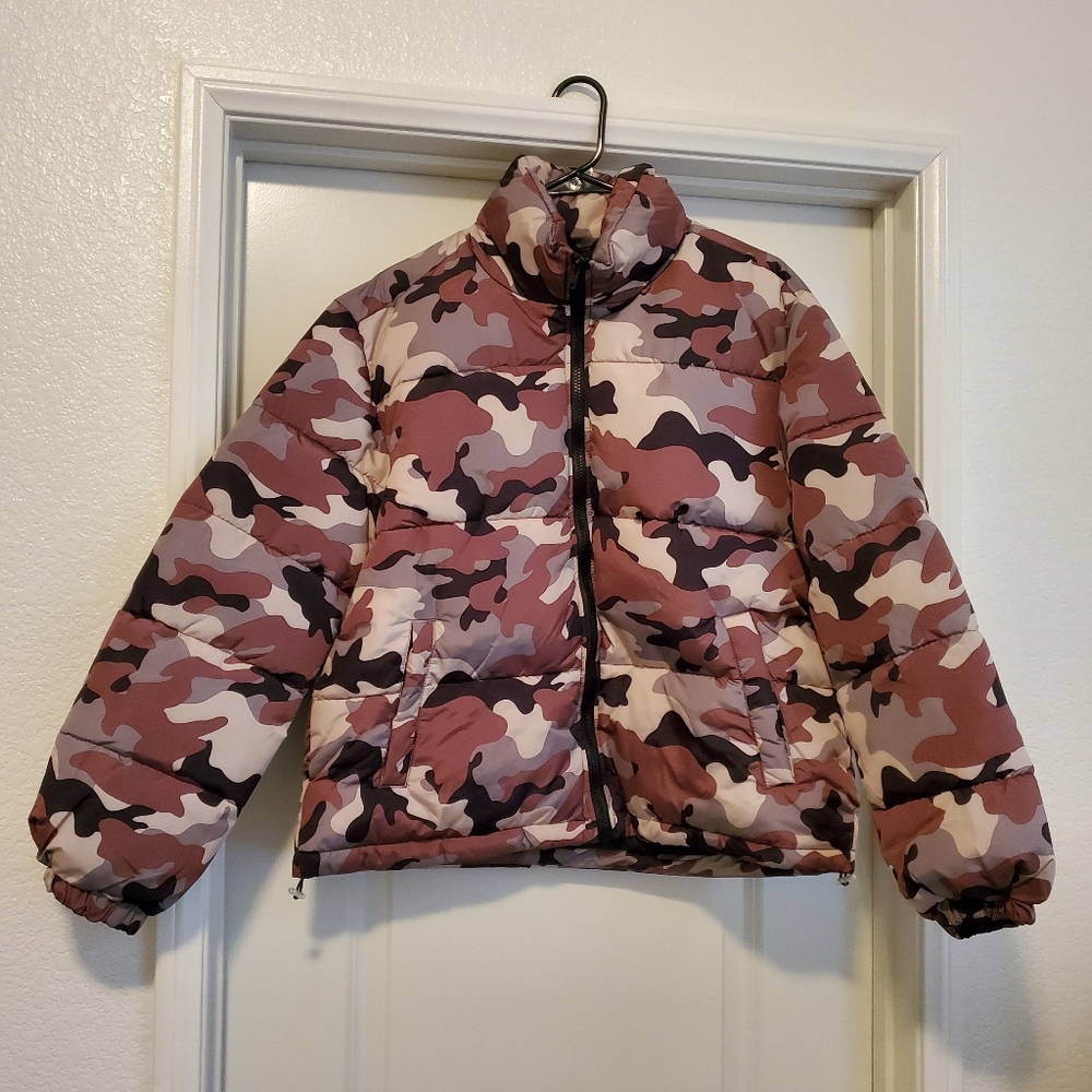 Camo Print Puffer Jacket